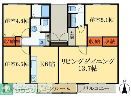 清水口第一(3LDK/4階)の間取り写真