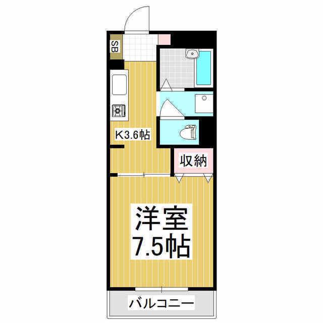 石芝イン・北(1K/2階)の間取り写真