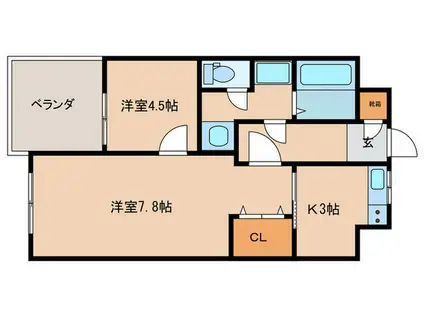 メゾンサンシャイン(2K/5階)の間取り写真