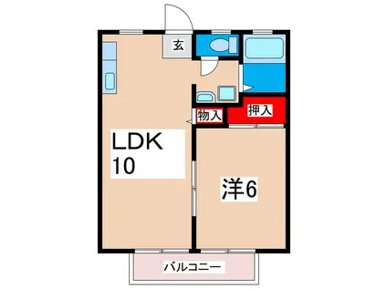 パークシティII(1LDK/1階)の間取り写真