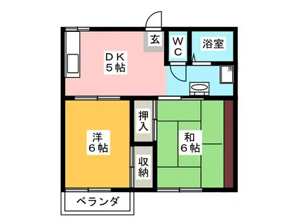 フレグランス富士森(2DK/1階)の間取り写真