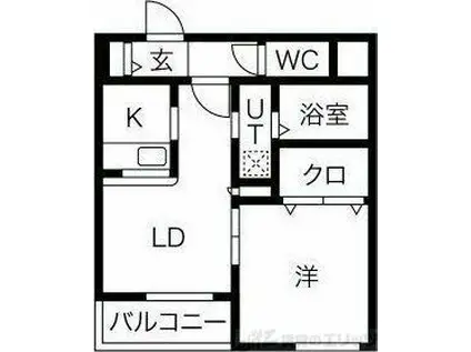 スゥラブルス(1LDK/2階)の間取り写真
