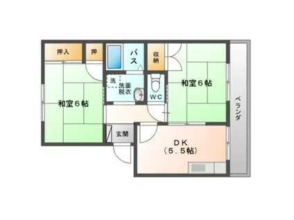 タウンコート守口A・B・C棟(2K/1階)の間取り写真