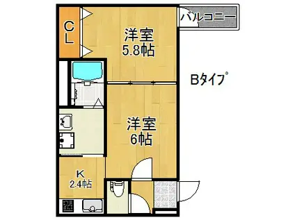 ルミエール御崎(1LDK/3階)の間取り写真