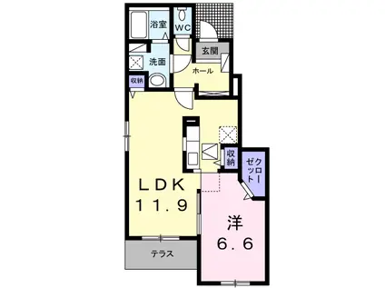 ディアコ一ト ・ F A棟(1LDK/1階)の間取り写真