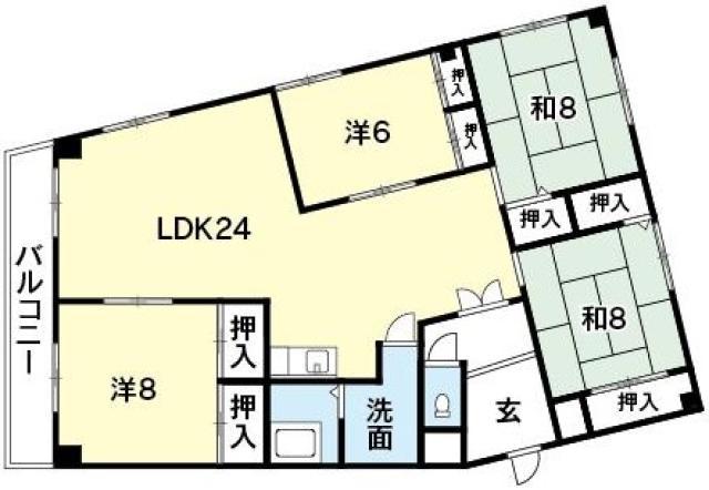 サンシャイン木村ハイツIII(4LDK/4階)の間取り写真