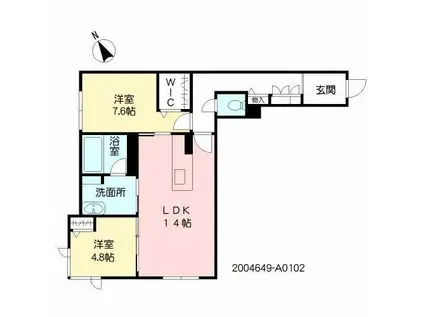 RICCO藤崎宮(2LDK/1階)の間取り写真