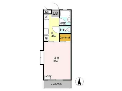 シャトーブリリアント(1K/1階)の間取り写真