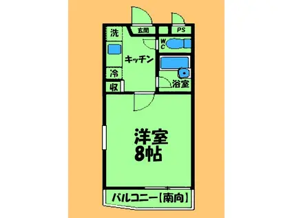 ベルガーデン(1K/1階)の間取り写真