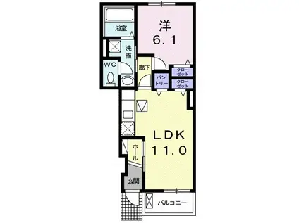 グリーンテラス4(1LDK/1階)の間取り写真