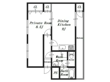 堀田マンション(1LDK/3階)の間取り写真