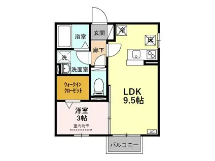 ロベール空港西(1LDK/1階)の間取り写真