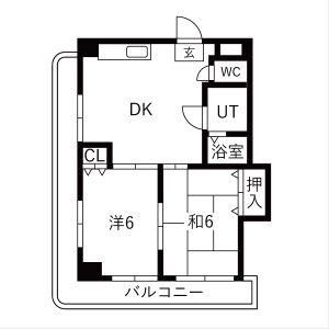 インテリジェント千種(2DK/7階)の間取り写真