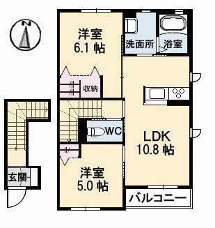 プリマメゾン(2LDK/2階)の間取り写真