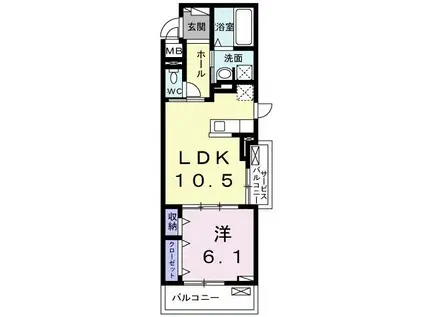 ヴィラプラシードII(1LDK/2階)の間取り写真
