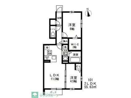 CASA MARMELO(2LDK/1階)の間取り写真