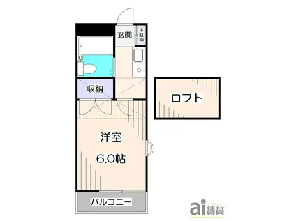 AIFORT.東久留米II(1K/2階)の間取り写真