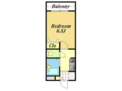 メロディ(1K/2階)の間取り写真