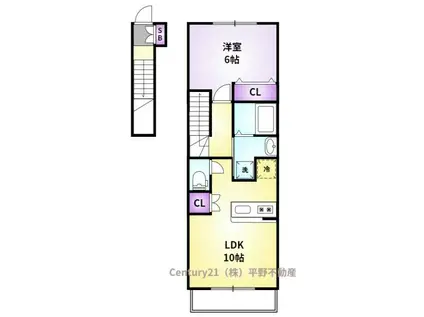 練雅館弐(1LDK/2階)の間取り写真