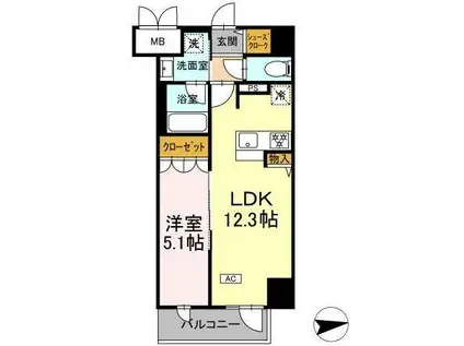 IS二十人町(1LDK/2階)の間取り写真