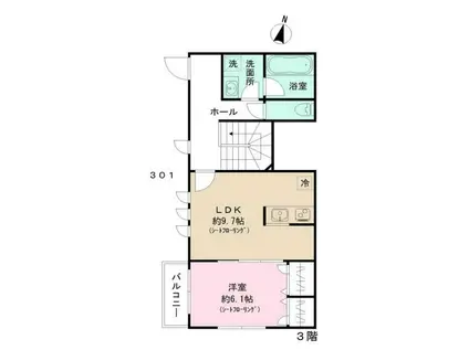 FELICE(1LDK/3階)の間取り写真