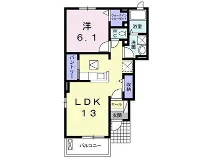 アグレアーブルI(1LDK/1階)の間取り写真