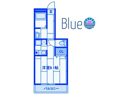 湘南パラシオン(1K/1階)の間取り写真