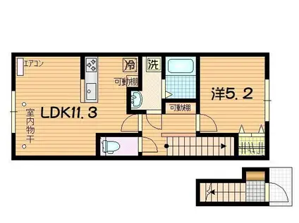COTAN(1LDK/2階)の間取り写真