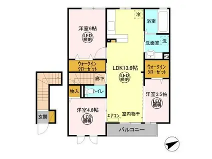 パークドオートムE棟(3LDK/2階)の間取り写真