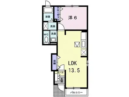 グランツ・モーデI(1LDK/1階)の間取り写真