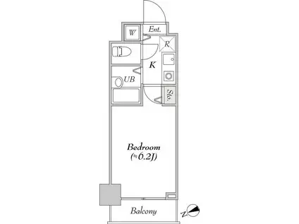 BLUROCK新宿河田町 ブルロック新宿河田町(1K/5階)の間取り写真