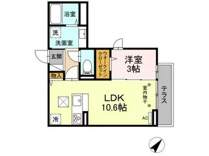 グランディール(1LDK/3階)の間取り写真