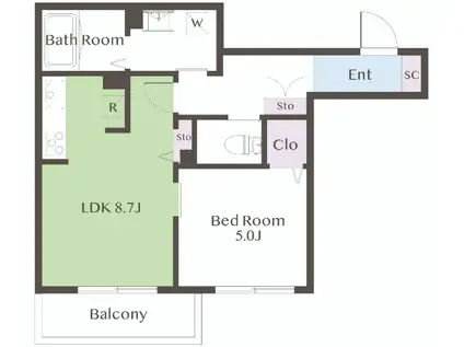 JP NOIE 旗の台(1LDK/1階)の間取り写真