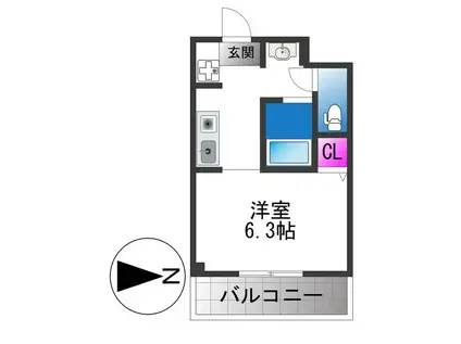 生野東マンション(1K/3階)の間取り写真