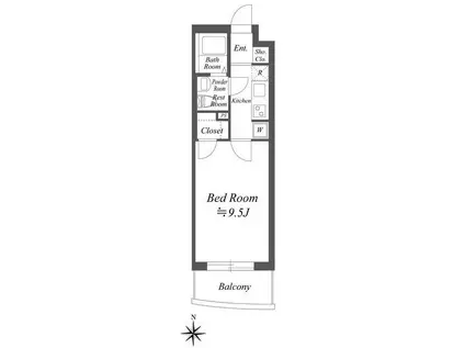 シエロ ウィステリア(1K/5階)の間取り写真