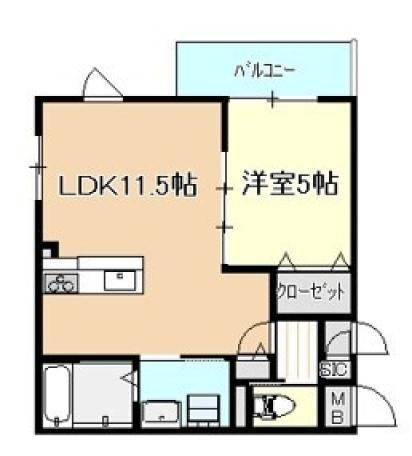 ARCA泉佐野(1LDK/3階)の間取り写真