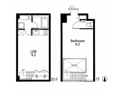 GRAVA(1LDK/B1階)の間取り写真