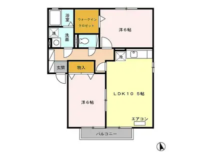 ベル・ジュ・メゾン AB(2LDK/2階)の間取り写真
