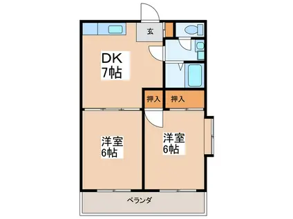 セレナカーサインコントロ(2DK/3階)の間取り写真