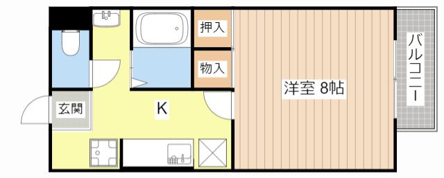 エスポアールSHINJIII(1K/2階)の間取り写真