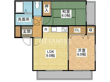リバーサイドサマーユ(2DK/1階)の間取り写真