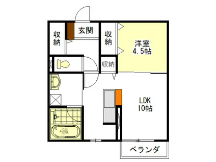 カーサ バレンシア(1LDK/1階)の間取り写真