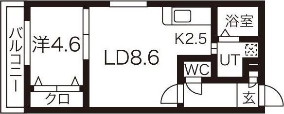 フェリスファミリア クアトロ(1LDK/3階)の間取り写真