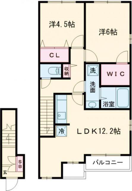 リベルテI(2LDK/2階)の間取り写真