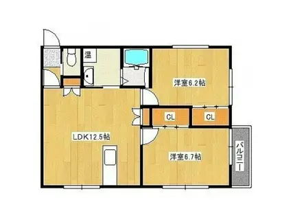 VIBRANT II(2LDK/3階)の間取り写真