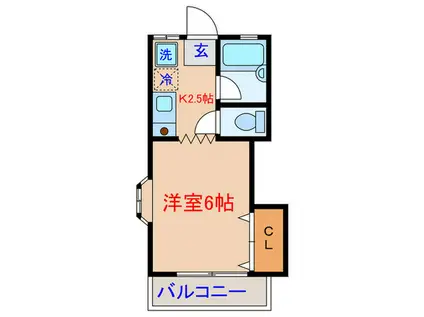 メゾンプリースト(1K/2階)の間取り写真