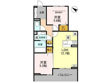 サイカチ(2LDK/1階)の間取り写真