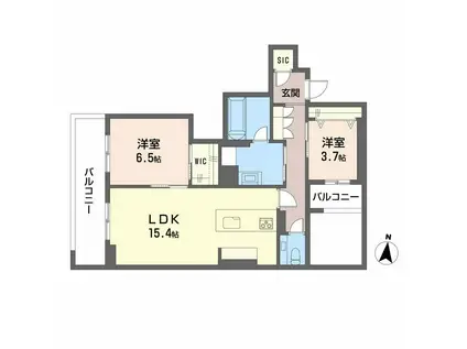 シャーメゾンリュクス大濠(2LDK/2階)の間取り写真
