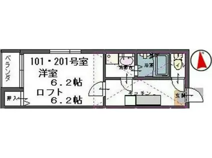 プルメリープル(1K/2階)の間取り写真