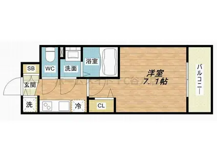 スワンズシティ梅田ウエスト(1K/8階)の間取り写真